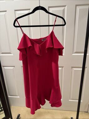 Chelsea28 Hot Pink Ruffle Spaghetti Strap Dress